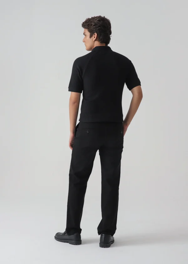IMG_0600 Textured Black Polo Shirt