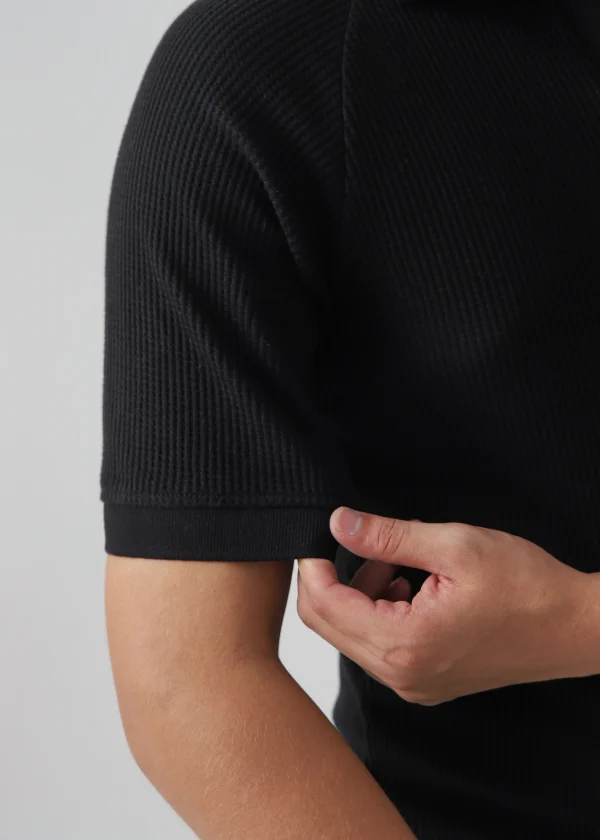 IMG_0610 Textured Black Polo Shirt
