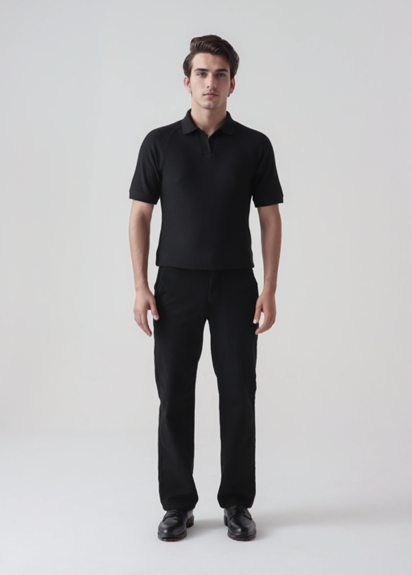 Textured 1_PicCopilot_5c885 Textured Black Polo Shirt