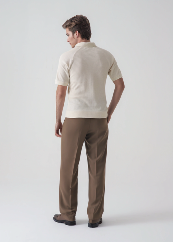 Textured Beige Polo Shirt